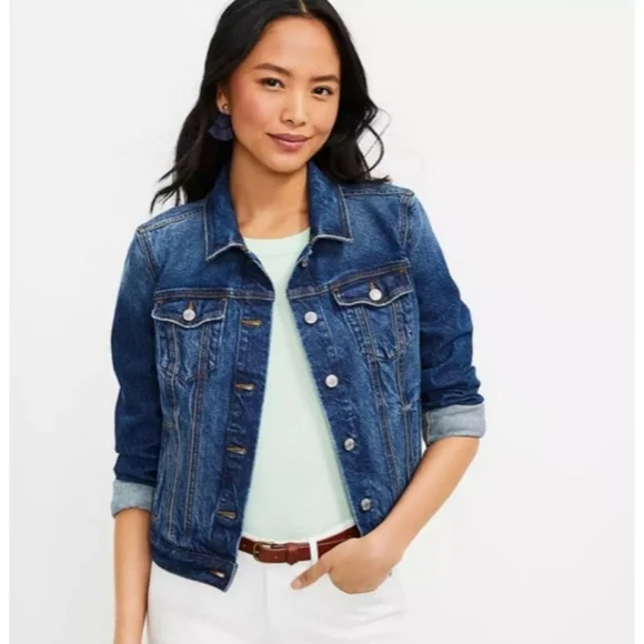 Loft | Made and Loved | Classic Blue Stone-Washed Material Jean Jacket - Picture 1 of 16